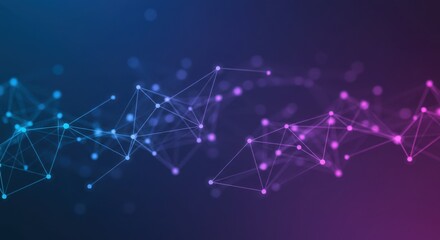 Abstract Technology Background with Blue and Purple Network Mesh