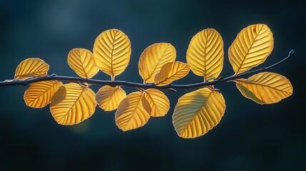 Obraz premium Golden autumn leaves illuminate a branch