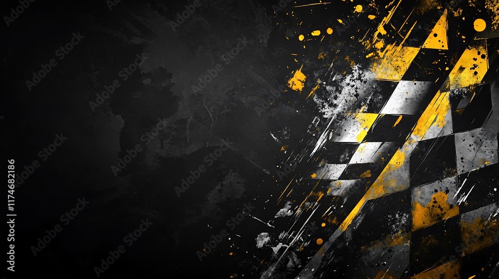 Aufkleber Abstract checkered flag design with grunge texture. (10)