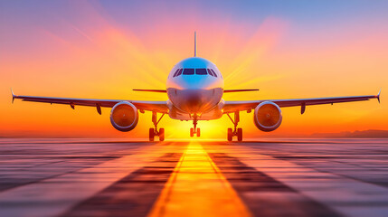 Sunset Airplane 3D Render