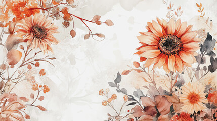 Elegant wedding invitation card background vector. Minimal hand painted watercolor botanical flowers texture template background. Design for wedding, vip cover, poster, rsvp moderncard.Valentine's Day