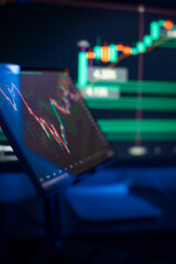 Stock Market Visualization with Digital Trading Chart and Bright  Focus on Market Trend