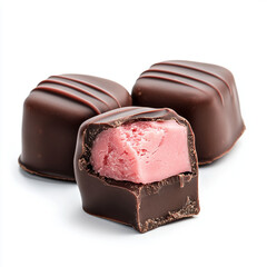 Delicious ruby chocolate truffles with creamy pink filling
