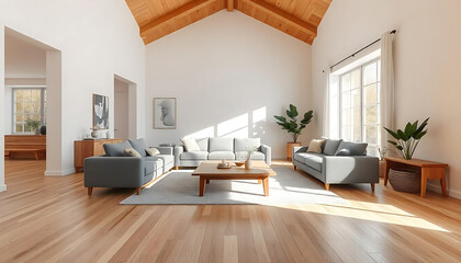 Minimalist Living Space with Wooden Elegance