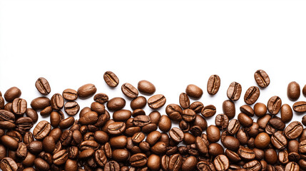 Naklejka premium 白い背景に広がるコーヒー豆の下枠フレーム