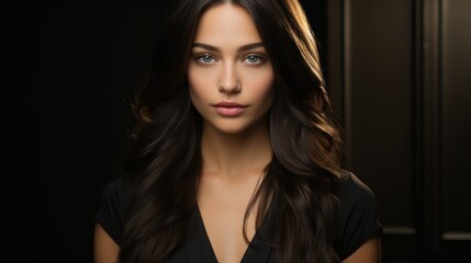 Fototapeta premium Portrait of a Woman with Long Brown Hair