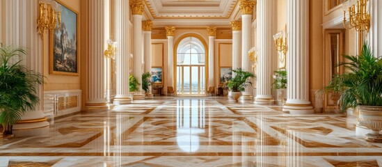 Fototapeta premium Grand Palace Interior: Opulent Marble Hallway