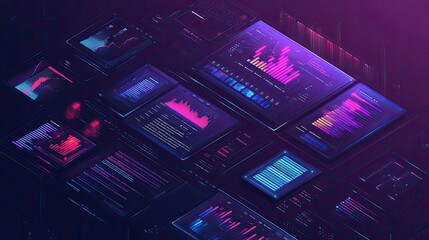 Abstract Data Visualization: Neon Infographics