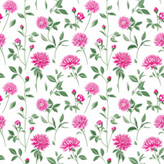 Floral beauty in seamless pattern design featuring vivid pink blooms
