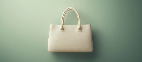 Elegant Off-White Tote Bag Against a Soft Green Background