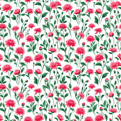 Vibrant floral pattern with pink blooms and green foliage