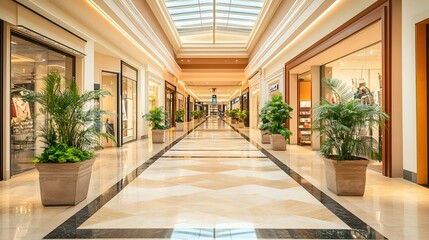 Obraz premium Elegant Indoor Shopping Mall Corridor With Skylight