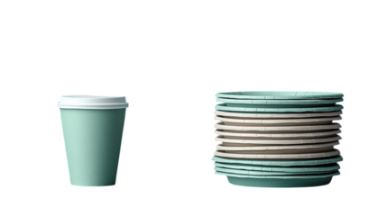  Disposable Tableware on Transparent Background