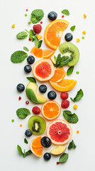 Naklejka premium Mixed fruit salad with mint garnish