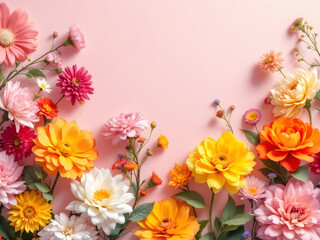 Fototapeta premium Beautiful flower composition on paper background