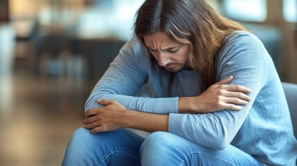A person sitting with a somber expression, reflecting a moment of introspection.