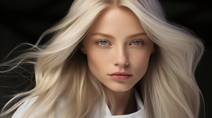 Fototapeta premium Platinum Blonde Beauty: A Close-Up Portrait