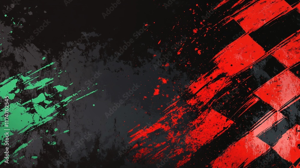 Poster abstract checkered flag design with grunge texture. (15)
