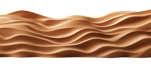 Abstract wooden wave texture design with smooth, flowing curves and a detailed natural grain pattern, showcasing a modern and organic aesthetic. Isolated on transparent background, png.