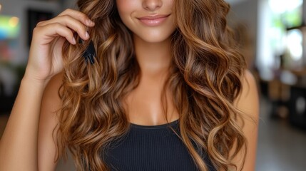 Fototapeta premium Gorgeous Brown Curls: A Close-Up of Luxurious Hair