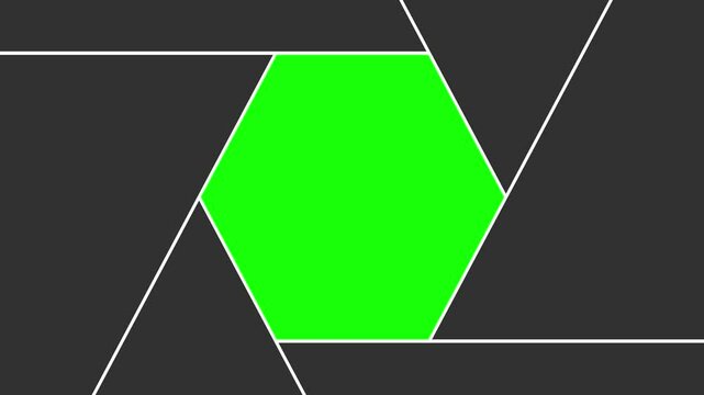 Camera Aperture Transition Diaphragm Open and close in Green Screen. f stop Adjustment for more light and Focal Length.