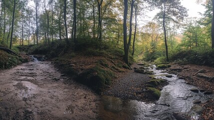 Obraz premium river flow in the middle of the forest