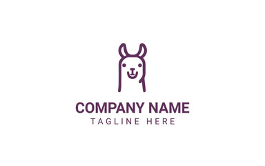 Fototapeta premium Llama Animal Head Logo Design Vector Illustration