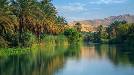 calm river with blue water