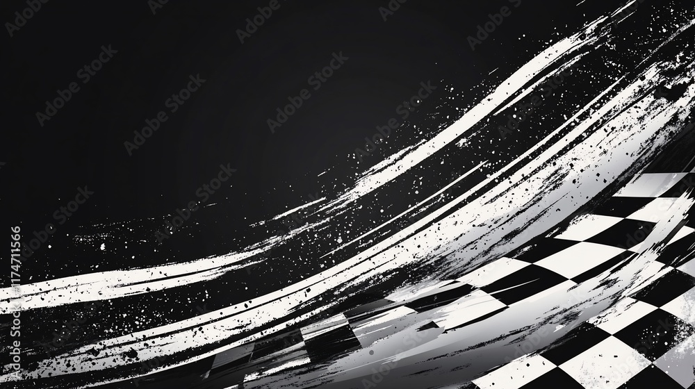 Poster Abstract checkered flag design with grunge texture. (20)