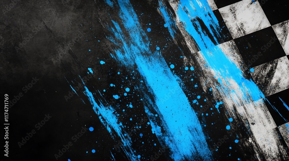 Aufkleber Abstract racing flag background with textured paint splatters.