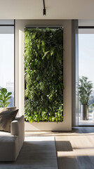 Fototapeta premium Vertical indoor garden in modern sunlit living room