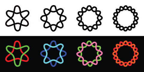 Set of Celtic outline knots ornament, Medieval viking tattoo shape vector, infinite weaving pattern, Collection of various form, stickers assets, abstract geometric graphic elements for design, Eps 10