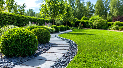 Serene Garden Pathway with Lush Greenery