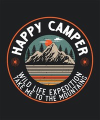 graphic print design for apparel. Summer camp. Mountain adventure. Mountain with tree vintage print design. the great outdoors. graphic