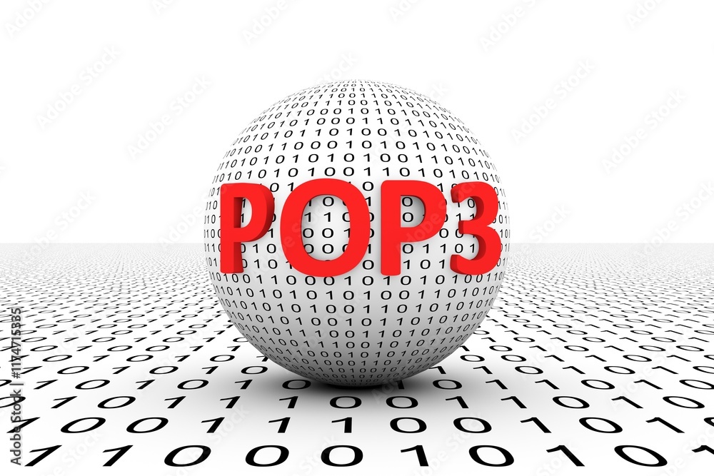 Wall mural pop3 conceptual sphere binary code 3d illustration