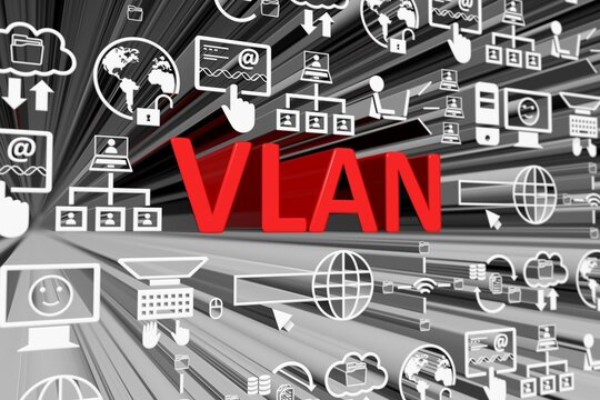 VLAN concept blurred background 3d render illustration