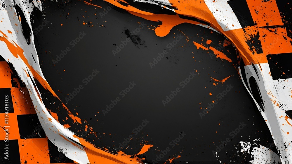 Poster Abstract racing flag background with torn fabric effect and grunge texture.