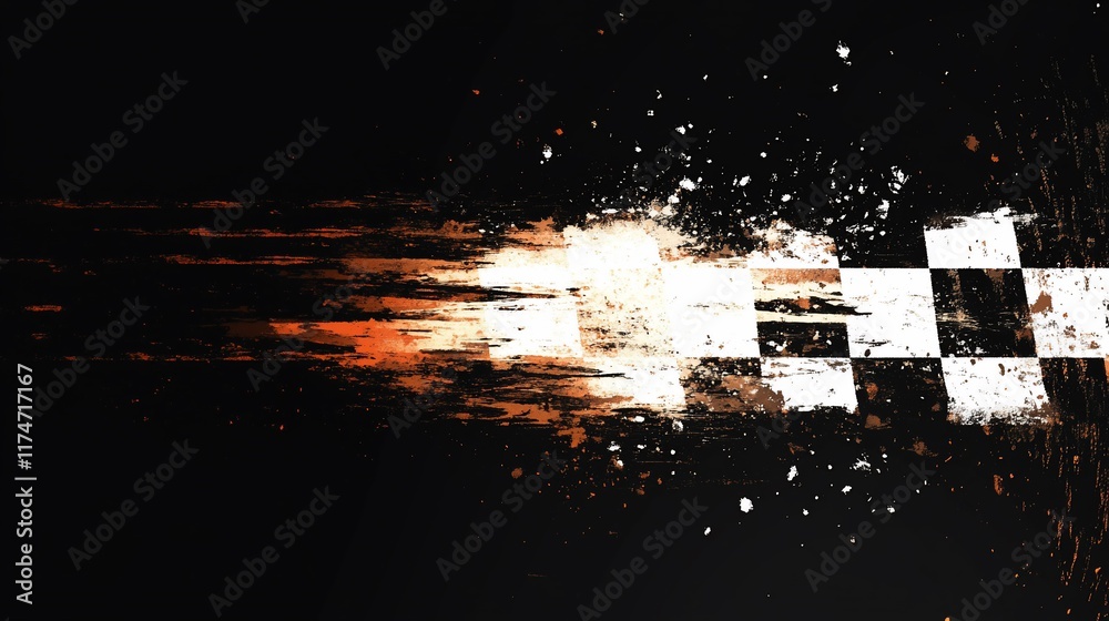 Fototapete Abstract checkered flag design with motion blur effect.