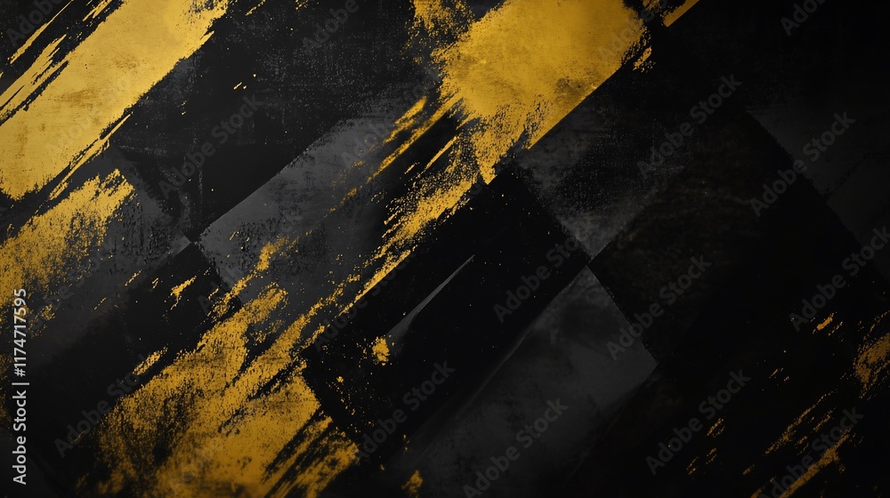 Aufkleber abstract background design with diagonal gold brushstrokes on black backdrop.
