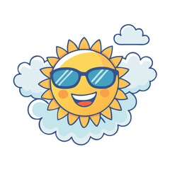 Cheerful Sun and Clouds Artwork for Summer Designs