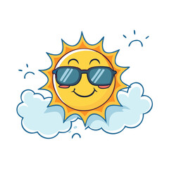 Cheerful Sun and Clouds Artwork for Summer Designs