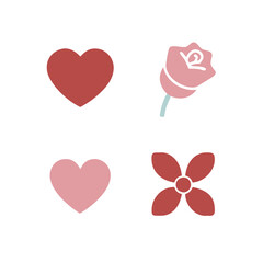 Romantic Vector Icons for Gifts - Rose, Heart, Teddy, and Bowtie
