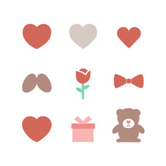 Romantic Vector Icons for Gifts - Rose, Heart, Teddy, and Bowtie
