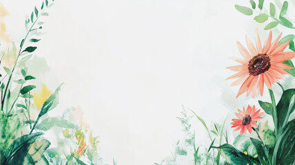 Elegant wedding invitation card background vector. Minimal hand painted watercolor botanical flowers texture template background. Design for wedding, vip cover, poster, rsvp moderncard.Valentine's Day