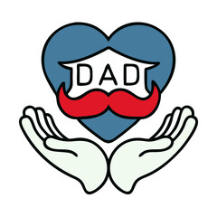 Creative 'DAD' Mustache and Heart Vector for Father's Day