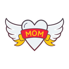 Winged Heart with MOM - Unique Gift Design for Mother's Day