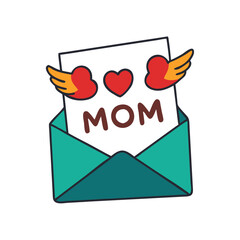 Heartfelt 'MOM' Letter Vector with Love and Wings
