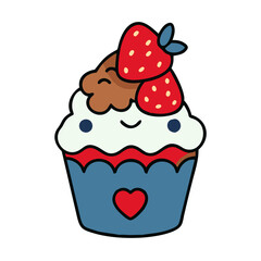 Cute Cupcake with Strawberries - Perfect for Dessert Creations