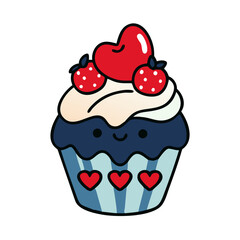 Sweet Cupcake Vector Art with Fresh Strawberries