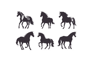 Silhouettes Horse icon set vector illustration. Isolated on white background.